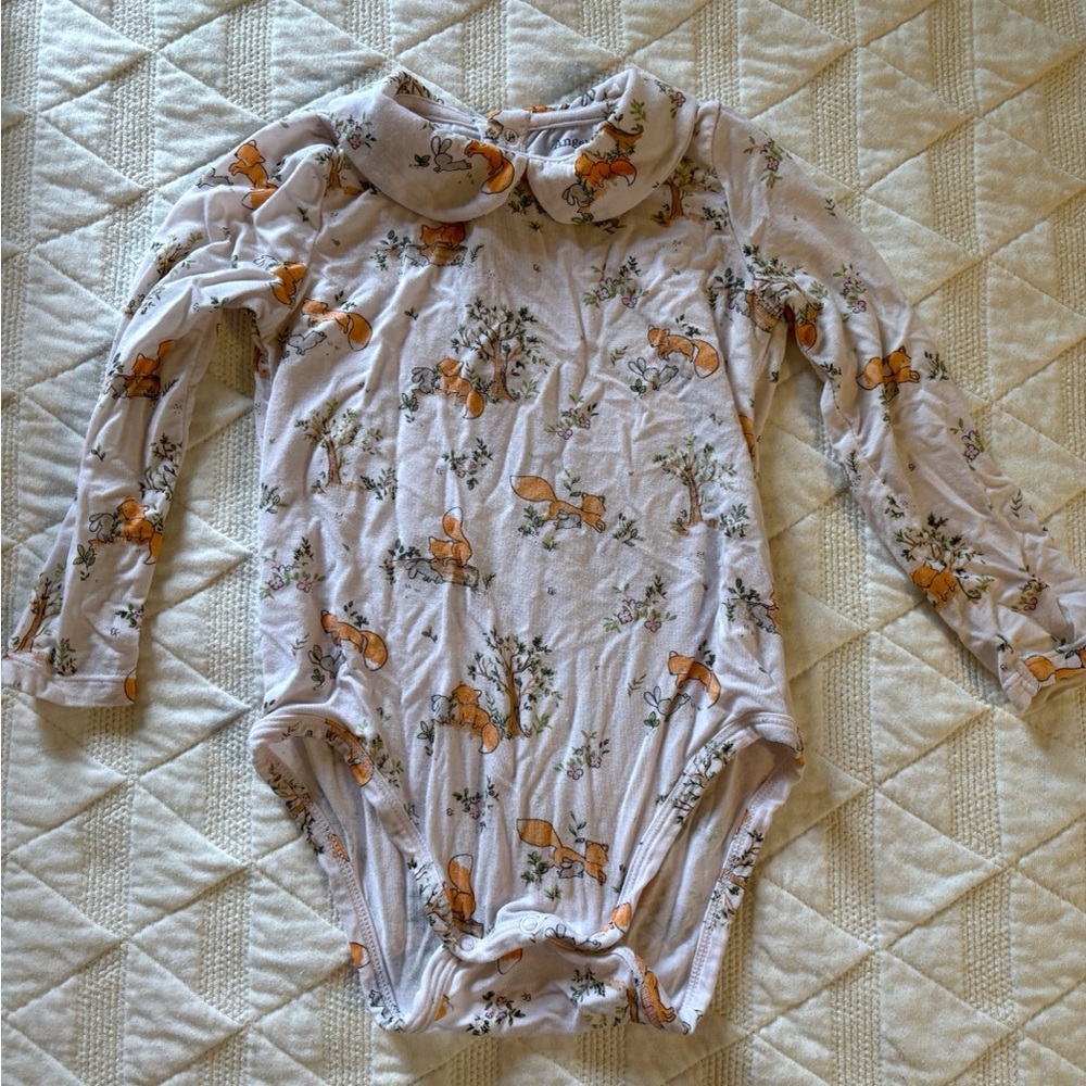 Angel Dear Fox and Floral Print Bodysuit